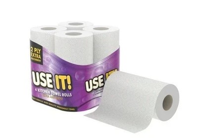 USE IT Küchenrollentuch 24 Rollen | starke weiße Papierhandtücher | Großpackung