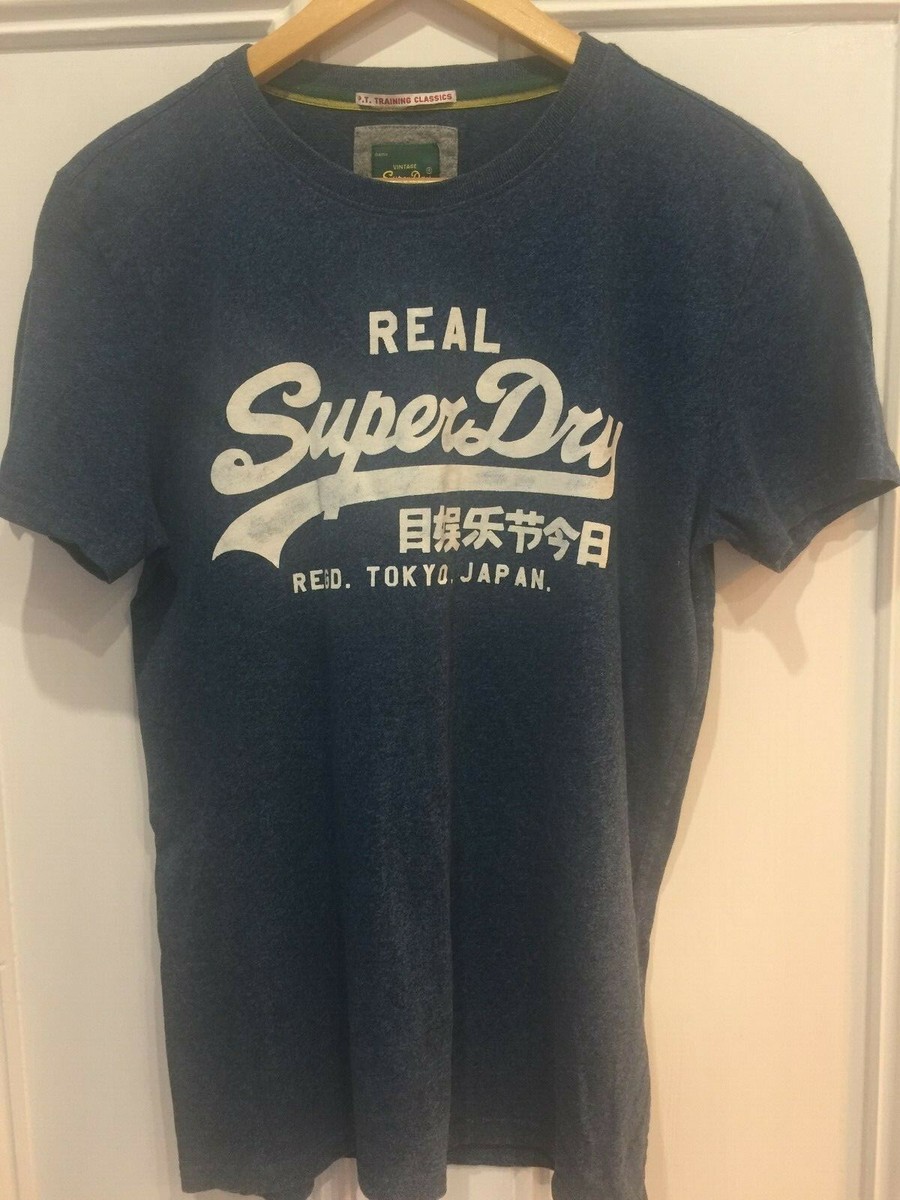 Superdry★ビンテージ スモールロゴTシャツ 送関込 Real SUPERDRY, Tokyo, Japan. Vintage Navy Blue T-shirt Size