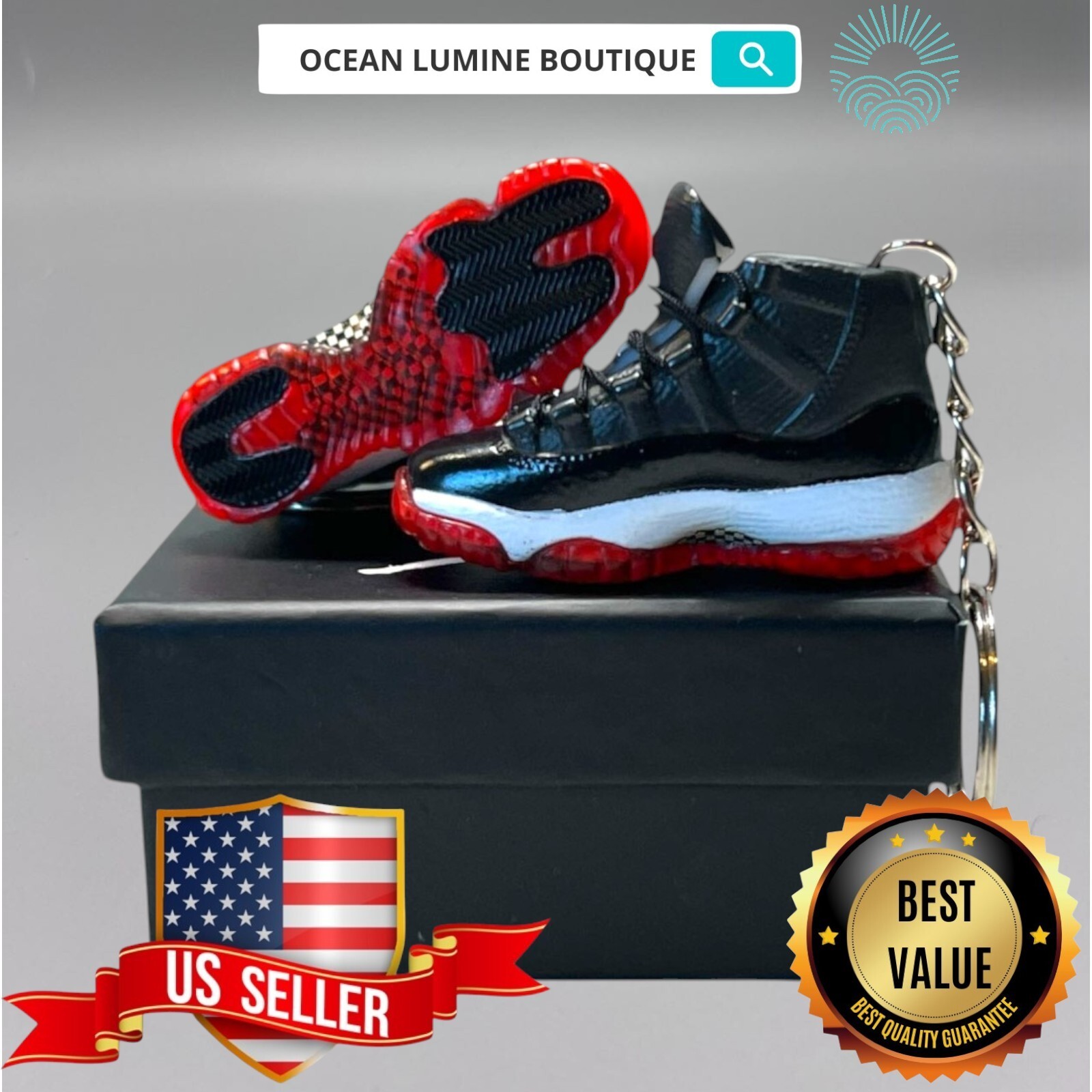 Air Jordan 3D Mini Sneaker Keychain, Shoe Keyring Shoe Box, Display Box Option