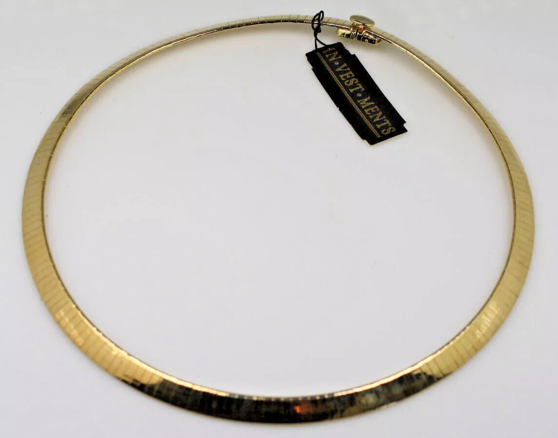 Flat Omega link chain gold tone Investments brand fashion collar