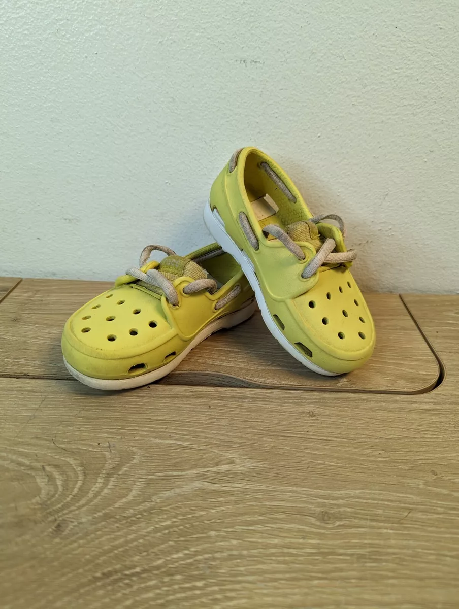 Crocs Toddler Kids yellow Unisex Beach Line Lace Up Water Boat Shoes C6