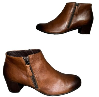 ECCO DANISH DESIGN BOOTS WOMENS BROWN LEATHER UPPER ZIP SIDE SIZE 39