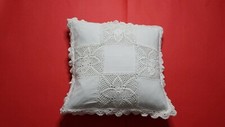 Linen Lace Cushion Cover in white color size 22 inches x 22 inches handmade