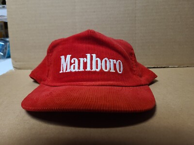 MARLBORO VINTAGE RED CORDUROY HAT & VINTAGE RED RACING HAT - BOTH