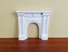 Dollhouse Fireplace Surround Victorian with Flowers White 1:12 Scale Miniature