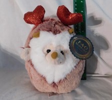 New 6" FAO Schwarz Pinkish Red Hedgehog Plush w/ Red Heart Headband Valentines