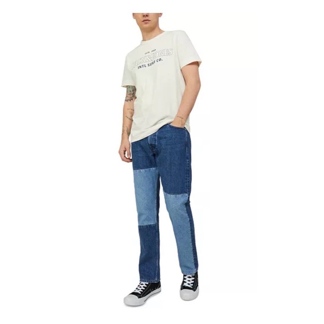 JACK & JONES Mens Chris Colorblocked Denim Jeans Blue Size 36x32 NWT