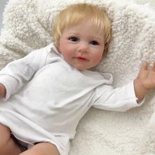Smiling 22in Reborn Baby Dolls Cute Soft Body Baby Poseable Chubby Toddler Gifts