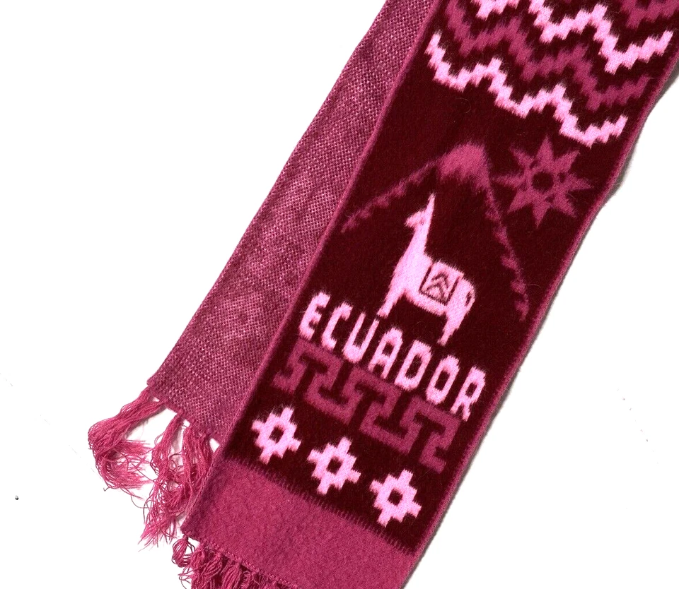 Bufanda ecuatoriana vintage hecha a mano chal púrpura fucsia rosa lana alpaca Ecuador Foto 3 de 4