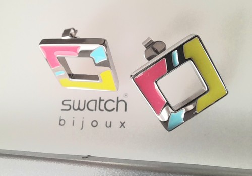 SWATCH BIJOUX SCHMUCK: OHRSTECKER "HOT BATIK" (JED025-U) *NEU / TOP-RARITÄT!*