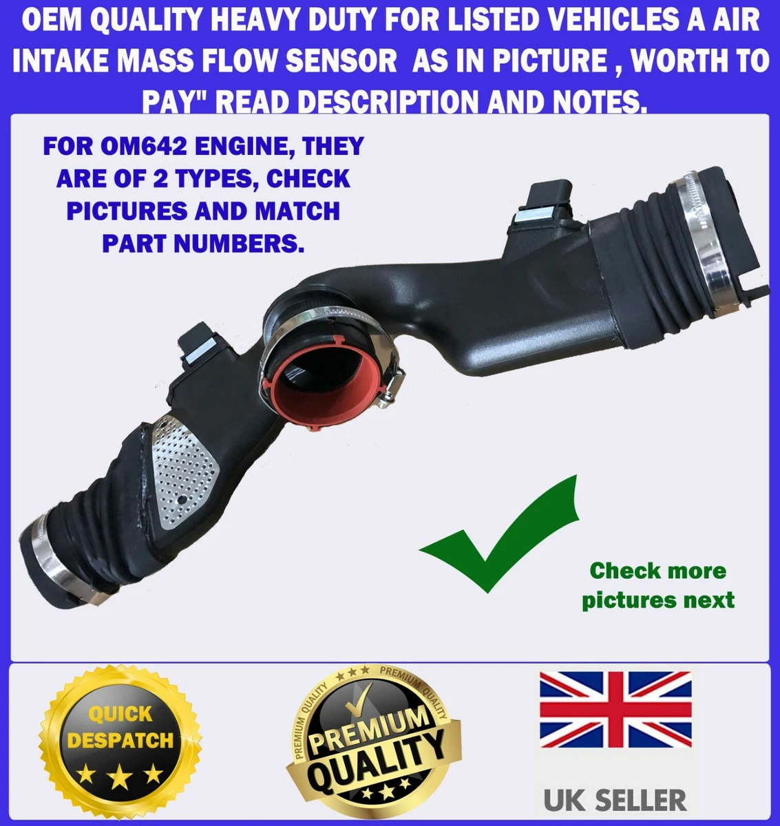 FOR MERCEDES BENZ (TWO TYPES ) OM642 AIR INTAKE MASS AIR FLOW 