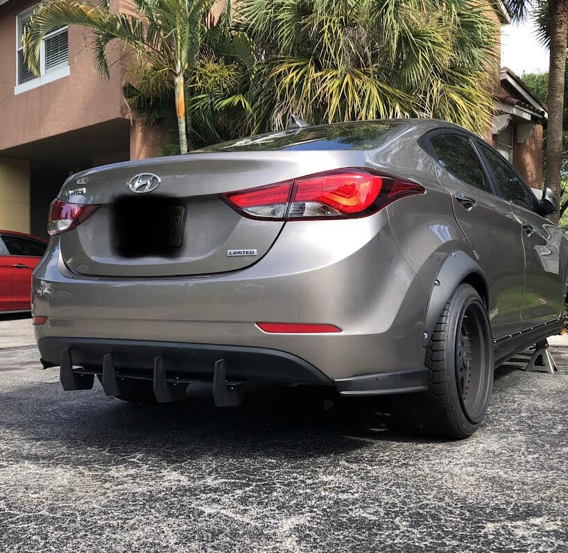 Difusor divisor aleta de tiburón montaje parachoques trasero negro valencia de ala para Hyundai Foto 3 de 4