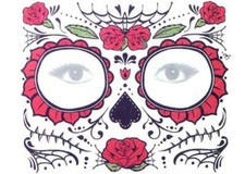 Halloween Rose Day of the Dead Face Temporary Tattoo! Dia De Muertos Sticker