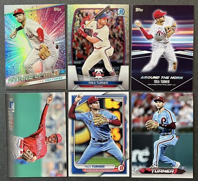Trea Turner (6) Card Lot - Phillies - Mojo Bowman Chrome/Around The Horn