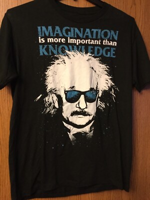 Albert Einstein. Black Shirt With Quote.  L.