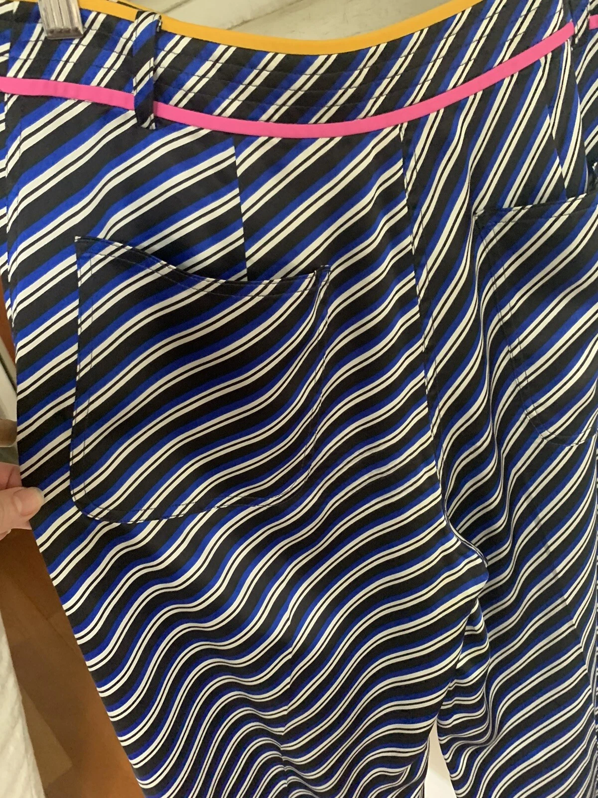 Pantalone Tory Burch Navy multi righe gamba larga 100% seta