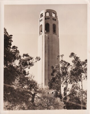 AMERICAN SCENE SAN FRANCISCO LANDMARK COIT TOWER VIEW 1951 VINTAGE Photo Y 464