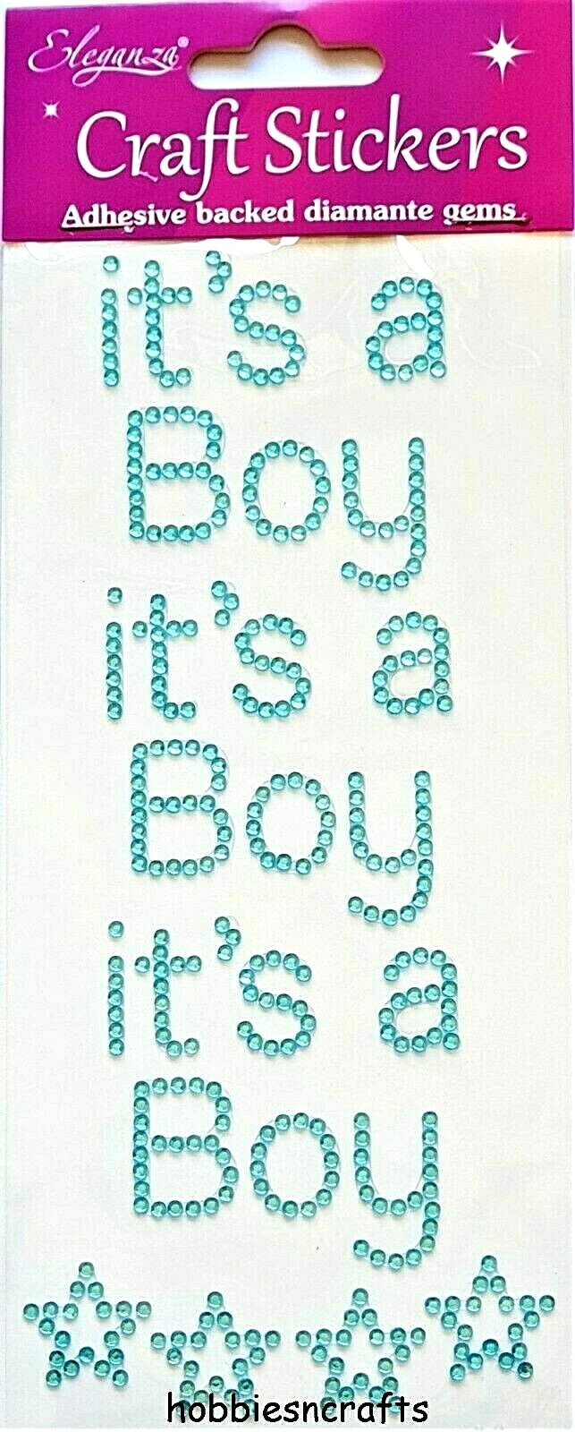 IT'S A BOY Eleganza 3-D Gemstone Stickers Invitations Crafts Scrap Cards
