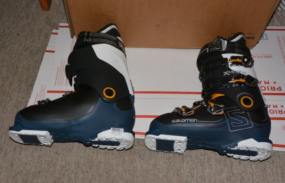 Scarponi da sci Salomon X pro X90 CS nero bianco blu 26 5 ultimo 100 flex 100 mai usati