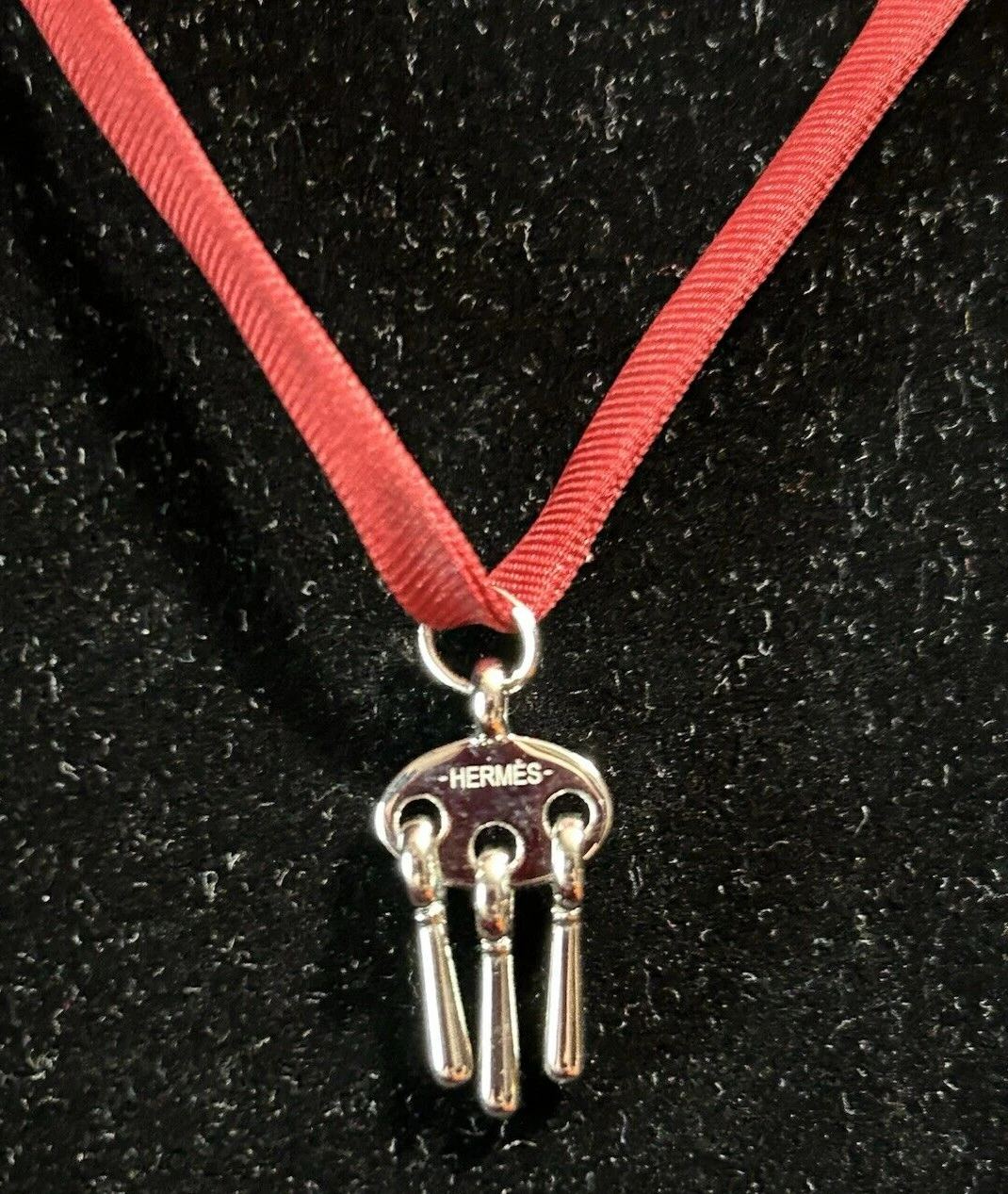 HERMÈS Hermes Tourbillon Collana Braccialetto Cordoncino Seta Nastro con Pendente Acciaio Inox