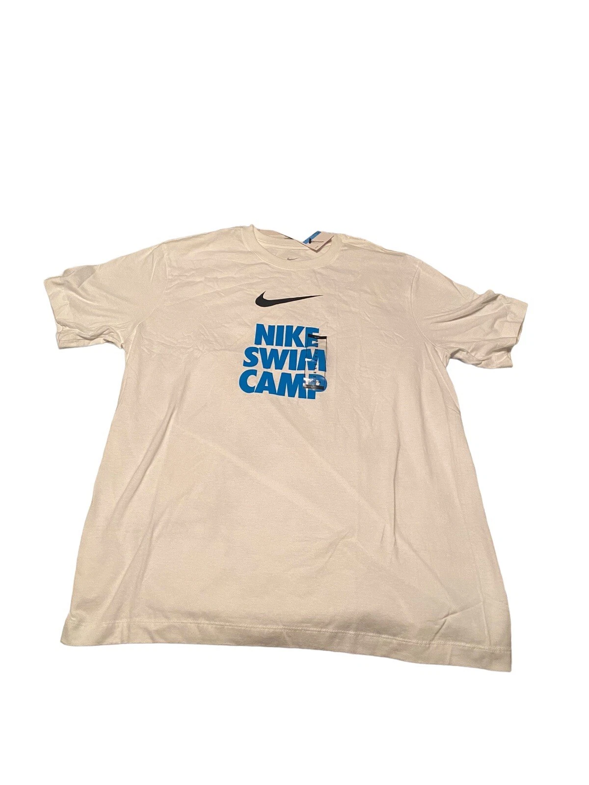 Nike Tee Swim Camp Sportswear Crew Neck Men's Medium M White T-Shirt NWT