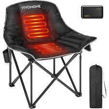 Foldable Oversized Heated Camping Chair w/ Power Bank for Adults Fast Charging