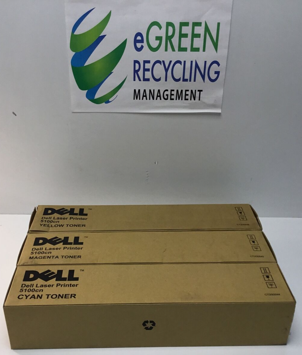 Dell Laser Printer 5100CN Cyan Magenta Yellow Toner CT200544(5)(6) Set