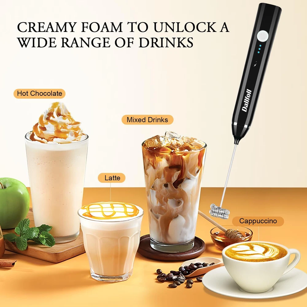 Milk Frother Handheld,USB Rechargeable Electric Foam Wand Maker for Coffee, 3... Milk Frother Handheld,USB Rechargeable Electric Foam Wand Maker for Coffee, 3...