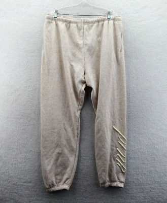 Victorias Secret XXL Ivy Fleece Campus Sweatpants Beige Jogger Tapered Oatmeal