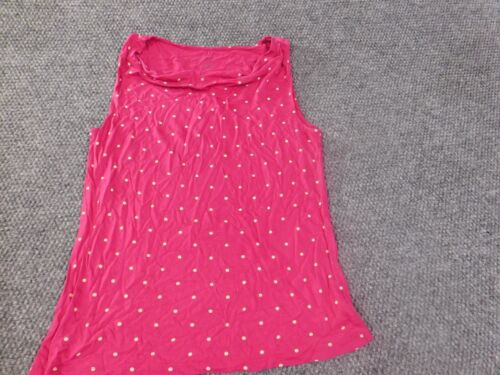 Talbots top small pink sleeveless womens dots rayon lyocell blouse - Picture 2 of 10