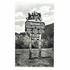 Germany Postcard, RPPC Blasiwald Baden-Württemberg Wegweiser Signpost Vintage