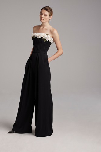 Elizabeth Kennedy Corset Top With Flowers Black Size2 - Picture 11 of 12