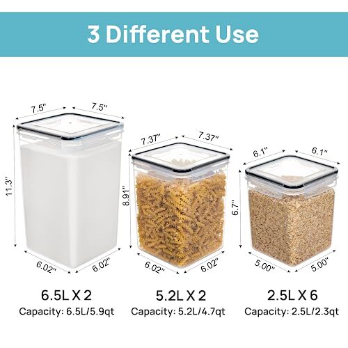 Vtopmart 10 PCS Airtight Flour Sugar Storage Containers BPA Free