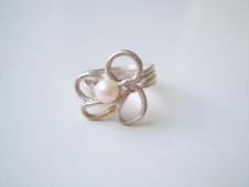925 Silver Vintage Ring with Pearl 5.2 g /RG 56