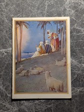 Vintage Christmas Card Shepherds Sheep Palm Trees Great Britain