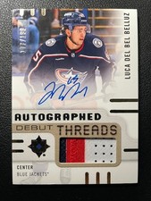 24-25 Ultimate Hockey Debut Threads Rookie Patch Auto Luca Del Bel Belluz #/199