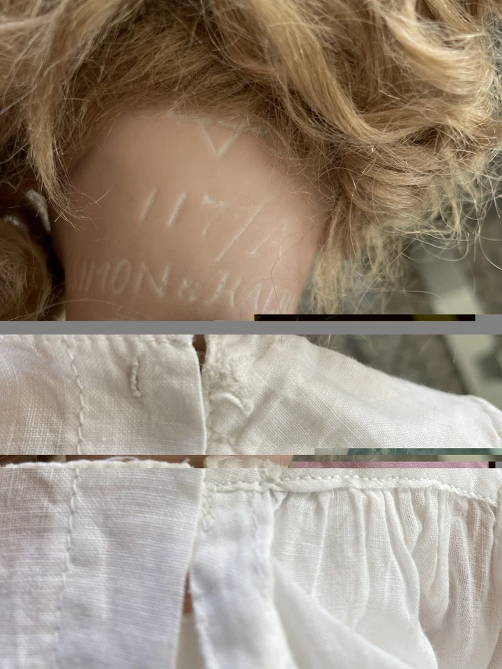 poupée ancienne porcelaine articulée  Yeux dormeurs en verre bleus.  Traits fins - Photo 3/4