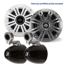 Kicker 4 Inch KM Series Marine Bundle 41KM42CW with Black Wake Tower Enclosure