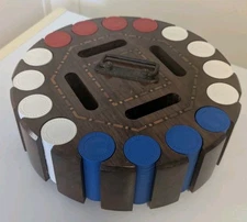 Rare Vtg Drueke #512 400 Poker Chip Wood Carousel Nice Wood Inlay + Chips