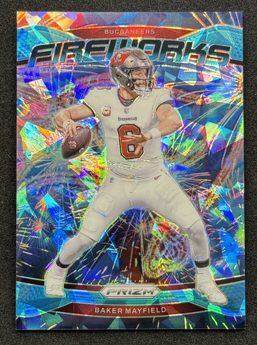 2024 Panini Prizm - Fireworks Baker Mayfield #6 Blue Cracked Ice Prizm /99