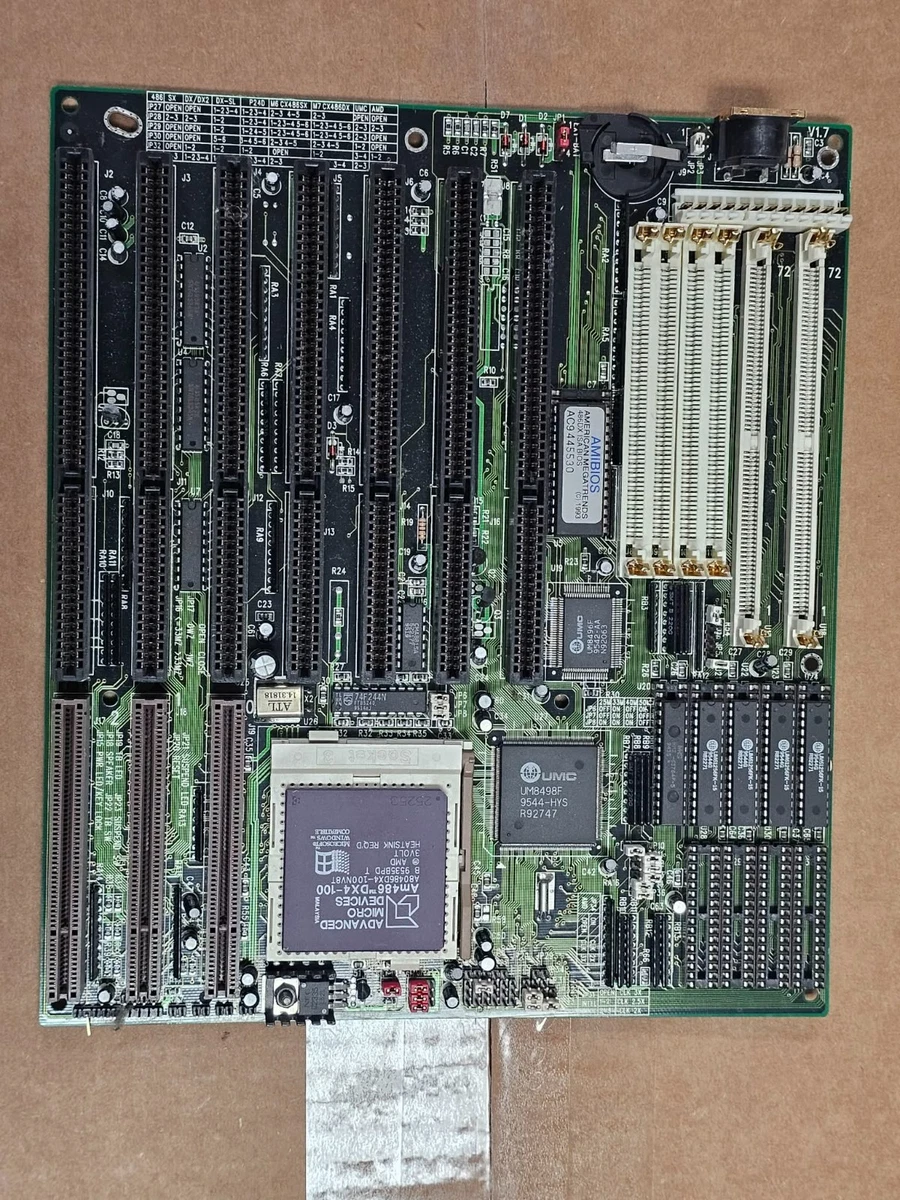 Carte Mère Vintage ECS UX486VIO LPX + CPU 486 DX2-66 + 8Mo RAM – Fonctionnelle