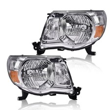 Headlights Assembly for Tacoma 2005-2011 Clear Chrome Amber TO2502157