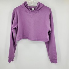 Lululemon All Yours Cropped Hoodie Purple Terry Cloth Pullover Sweatshirt Size 8