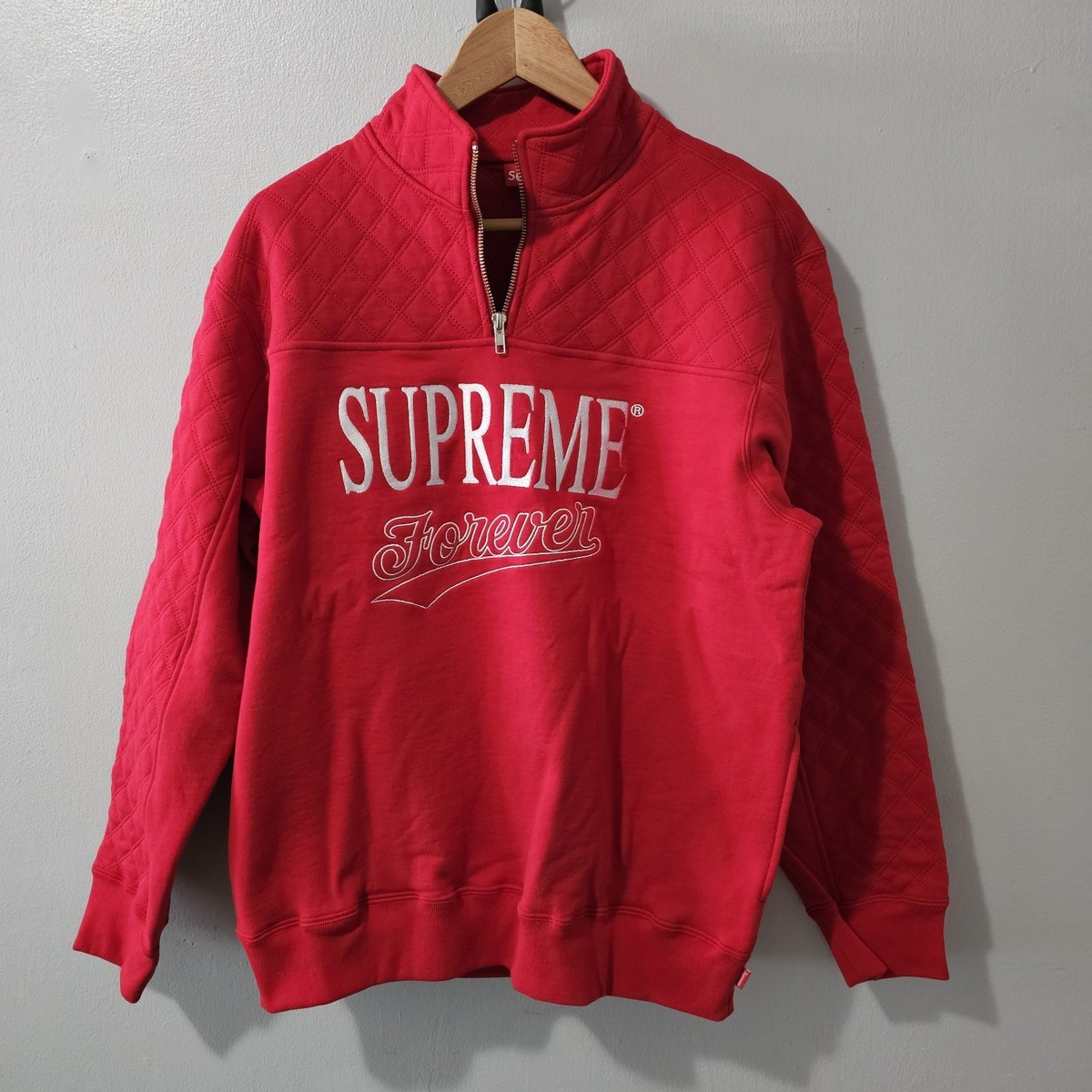 Brand New! Supreme S/S 19 Forever Half Zip Sweatshirt (Red) Medium