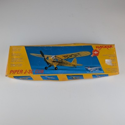 Hacker J-3C Piper Cub Balsa Airplane Kit - Complete in Open Box