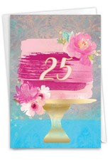 1 Birthday Milestone Greeting Card w/Envelope - Number Cake 25 NobleWorks