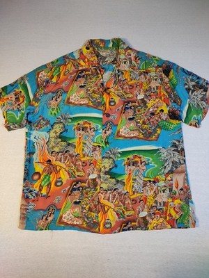 Vintage Watumull's Leilani Hawaiihemd XL Hawaii Shirt 50s Tiki Aloha Hemd