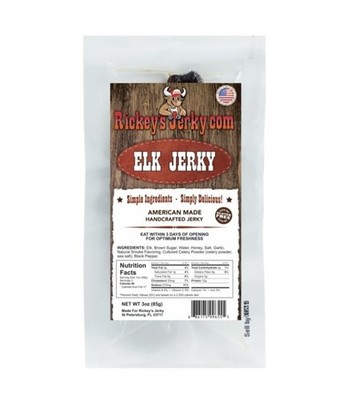 , Elk, 100% Made From Solid Strips of Exotic Wild Game Jerky, All Natural Mea...