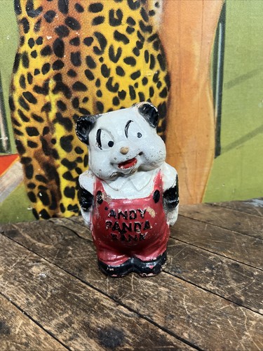 VINTAGE 1939 ANDY PANDA COMPOSITION COIN BANK WALTER LANTZ CARTOON AFRICA ZOO