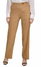 Calvin Klein Women's Linen Blend Extended Button Tab Pants size 6 NWT 99